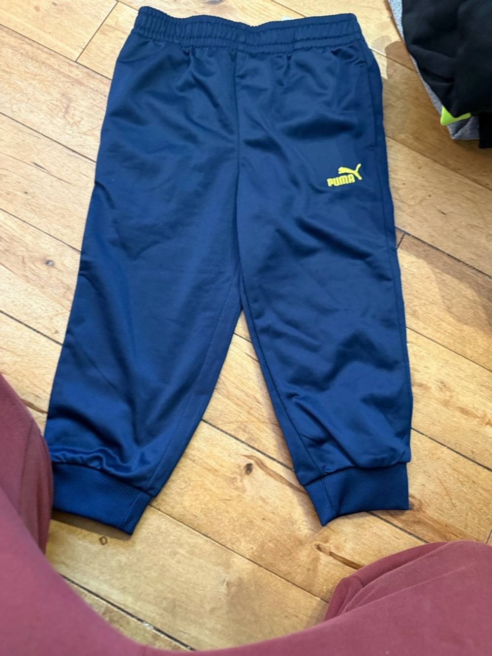 Puma Navy Kids' Joggers with Yellow Logo